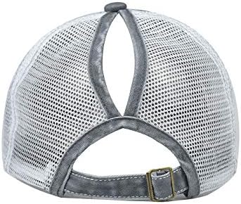 Distressed Ponytail Hat for Women American-Flag Pony Tail Caps High Bun