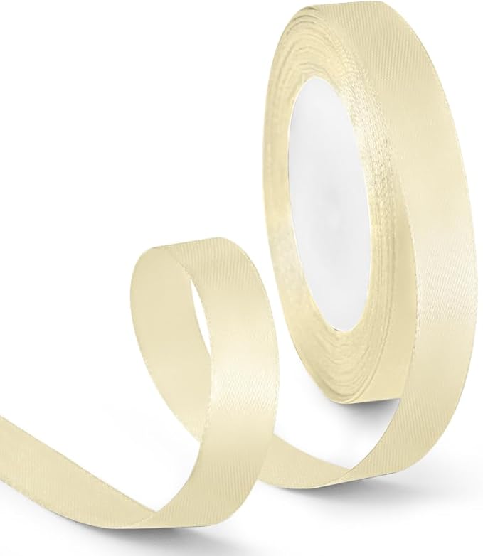 5/8 Inch 25 Yards Satin Ribbon Ivory, Solid Color Fabric Ribbon by HimBen