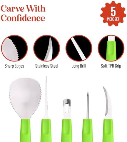 Halloween Pumpkin Carving Kit Case - Complete Pumpkin Carving Set With Saw Pumpkin Carving Knife - Halloween Pumpkin Carving Tools - Multipurpose Pumpkin and Other Fruits Garnishing Knives