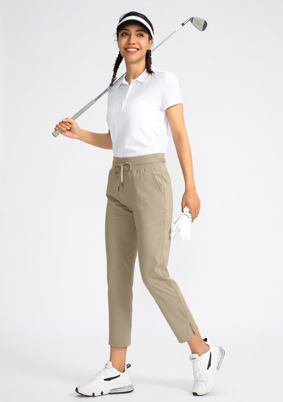 Soothfeel Women's Pants with 4 Pockets 7/8 Stretch High Waisted Sweatpants Travel Athletic Work Golf Pants for Women