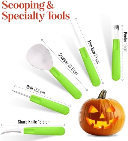 Halloween Pumpkin Carving Kit Case - Complete Pumpkin Carving Set With Saw Pumpkin Carving Knife - Halloween Pumpkin Carving Tools - Multipurpose Pumpkin and Other Fruits Garnishing Knives
