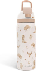 Cowgirl Insulated Stainless Steel Water Bottle with Straw for Sports and Travel, 32oz, Gifts for Women Girls Friends Teens Birthday Christmas