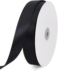 TONIFUL 1 Inch x 100yds Black Satin Ribbon, Thin Solid Color Satin Ribbon by TONIFUL