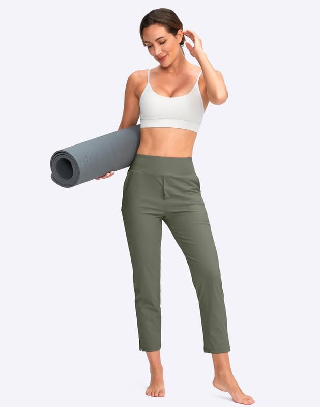 YYV Women's Golf Pants Stretch Work Ankle Pants High Waist Dress Pants with Pockets for Yoga Business Travel Casual
