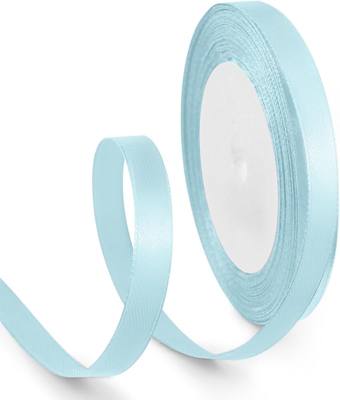 3/8 Inch 25 Yards Satin Ribbon Light Blue, Solid Color Fabric Ribbon by HimBen