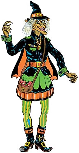 Beistle Vintage Halloween Jointed Witch, Spooky Season Wall Decoration, Classic Décor for Haunted Houses and October Seasonal Displays, 57”