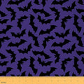 Feelyou Bat Fabric by The Yard 10 Yards for Kids Boys Girls Happy Halloween Decorative Trick or Treat Purple Upholstery Fabric for Chairs ，Soft Flannel