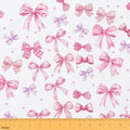 Pink Bow Upholstery Fabric for Chairs | Dreamy Princess Style Bowknot Outdoor Fabric by The Yard 72"x63", Ribbon Plaid Bow Love Hearts Waterproof Fabric,Cute Room Decor Aesthetic Kawaii