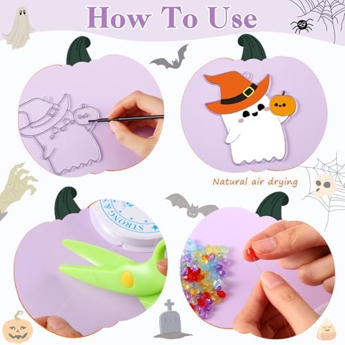 Dunzoom 30 Set Halloween Glow in Dark Suncatchers DIY Paint Art Kits