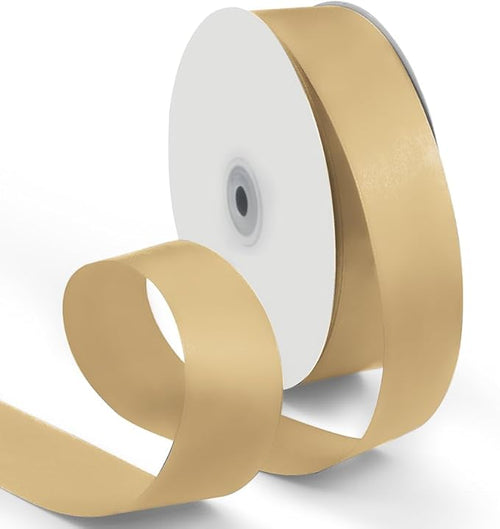 1-1/2 Inch 100 Yards Satin Ribbon Light Gold, Solid Color Fabric Ribbon by HimBen