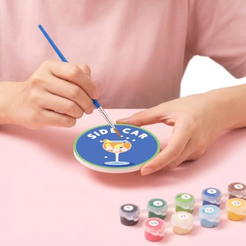 8 Pack Cocktail Paint by Numbers Kits Coasters with Holder Cork Pads