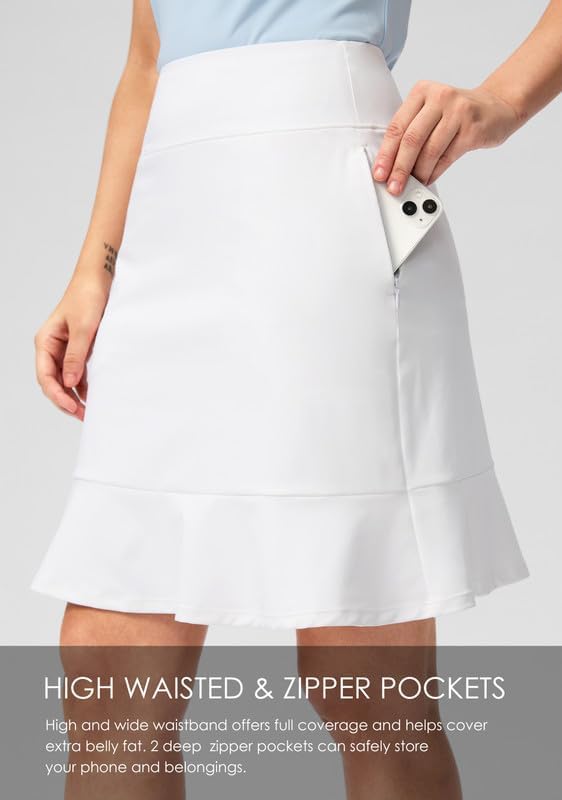 Viodia 20" Knee Length Skorts Skirts for Women with Pockets High Waisted Athletic Tennis Golf Skort for Casual Summer