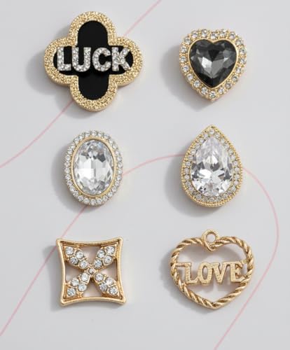 ZOKUZO Chic Bling Shoe Charms Gold and Sliver Designer Jewels Pretty Cute Chains Decorations Accessories for Women Girl Adults