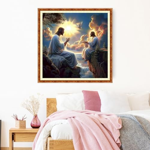 Joyhoor Stamped Cross Stitch Kits for Beginners Needlepoint Kits for Adults Embroidery Kits 11CT Counted Cross Stitch Kits Printed Embroidery Pattern-Sermon on the Mount 18x18 inch