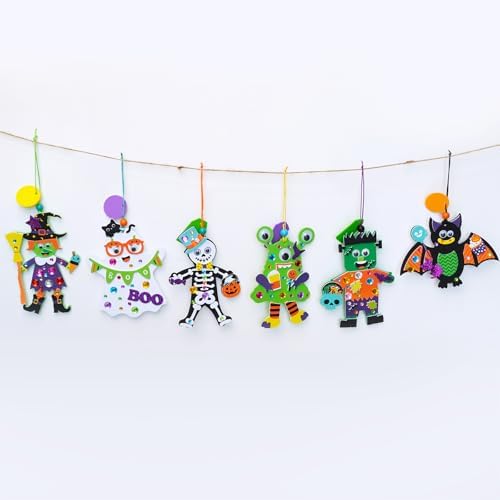 Winlyn 24 Sets Halloween Craft Kits Individual Fall Crafts DIY Bat Ghost Monster Witch Skeleton Frankenstein Ornaments Foam Halloween Arts and Crafts for Kids Holiday Classroom Activities Party Favors