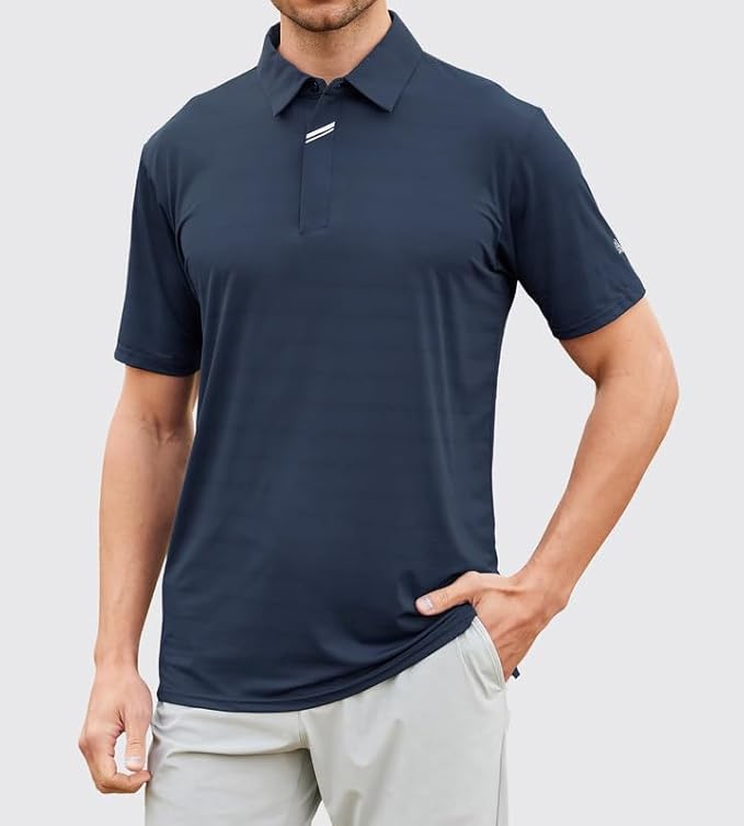 Damipow Premium Golf Shirts for Men Dry Fit Performance Polo Short Sleeve Collared Shirt
