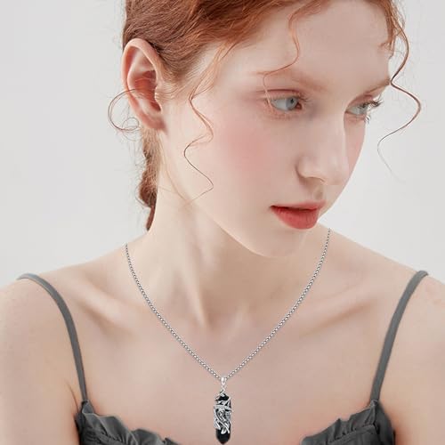 Santa Muerte Necklace for Men Sterling Silver Owl Skull Grim Reaper Pendant Heart Crystal Oxidation Skull Holy Death Scythe Aumelt Charm Necklace Jewelry Gifts for Father's Day Halloween Christmas