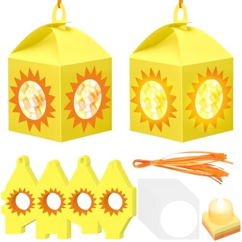 Simgoing 12 Sets Sun Lantern Crafts Kit with LED Lights