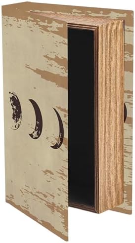 Faux Book Storage Boxes Decorative Book Box Vintage Beige Moon Phase Pattern 9.1 x 5.9 x 2 Inch Storage Organizers for Jewelry Trinket Wedding Memories Hobby Keepsake Photos Home Decoration