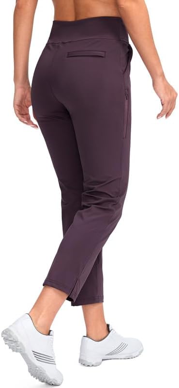 YYV Women's Golf Pants Stretch Work Ankle Pants High Waist Dress Pants with Pockets for Yoga Business Travel Casual