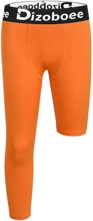 Youth Boys Compression Pants One Leg 3/4 Athletic Leggings for Sports Kids Basketball Tights Football Baseball Pants