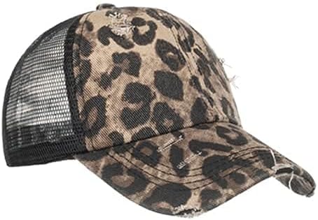 Criss Cross Hat Washed Distressed Baseball Cap Ponytail Hat High Messy Bun Ponycap for Women