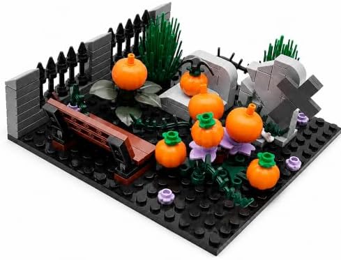 Halloween Graveyard Pumpkin Building Blocks Set, 140 PCS Garden Scene