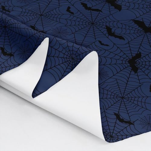 Black Bat Fabric by The Yard Blue Black Spider Web Soft Polyester Sewing Fabric Halloween Bat Silhouette No Stretch Durable Material for DIY Art Craft Making 5 Yard Bolt,180" L x 59" W