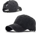 Criss Cross Hat Washed Distressed Baseball Cap Ponytail Hat High Messy Bun Ponycap for Women