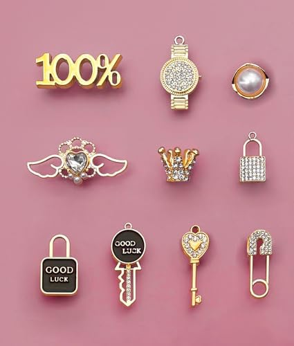 ZOKUZO Chic Bling Shoe Charms Gold and Sliver Designer Jewels Pretty Cute Chains Decorations Accessories for Women Girl Adults