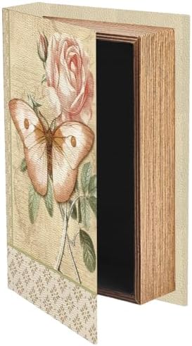 Faux Book Storage Box Floral 9.1 x 5.9 x 2 Inch Book Trinket Boxes Butterfly Flower Pattern Decorative Storage Organizers for Jewelry Trinket Wedding Keepsake Photos Home Bookshelf Decor