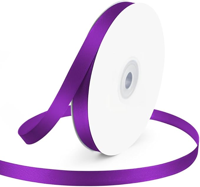 KMER LIFE 3/8" Wide x 50 Yards Purple Single Faced Polyester Satin Ribbon by KMERLIFE