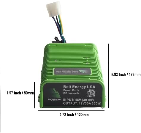 48V (36-Volt Compatible) Heavy Duty 30 Amp DC/DC Voltage Reducer to 12-Volt for Golf Cart Accessories with Universal Fitment Compatible with Yamaha, EZGO, Club Car & More Golf Carts