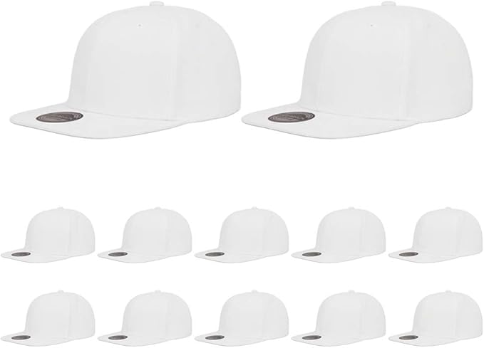 ZH Plain Flat Brim Snapback Baseball Caps Adjustable Blank Baseball Caps Wholesale 12 Pack
