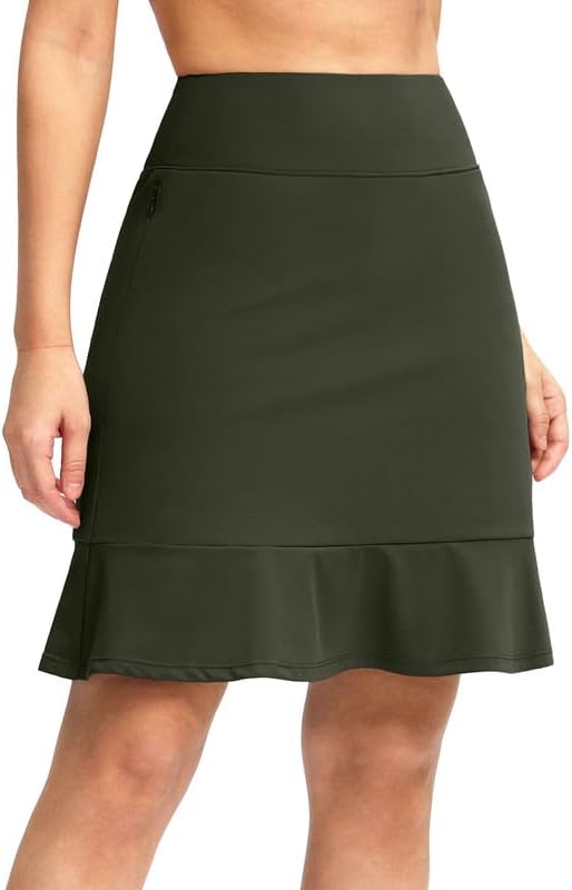 Viodia 20" Knee Length Skorts Skirts for Women with Pockets High Waisted Athletic Tennis Golf Skort for Casual Summer