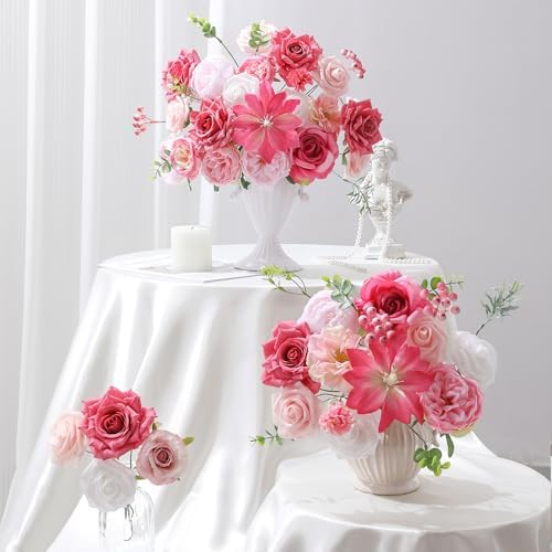 Floweroyal Artificial Flowers Fake Rose Flowers Dahlia with Stems for DIY Wedding Bridal Bouquets, Baby Shower, Floral Arrangement, Table Centerpieces, Home Decorations