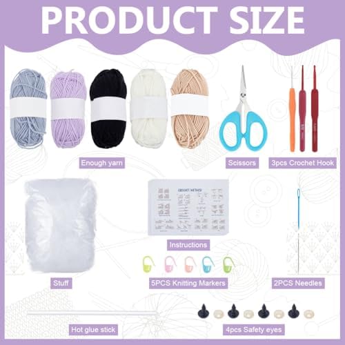 ORIGACH 3 Set Halloween Mummy & Cat Crochet Kit for Beginners, DIY Halloween Amigurumi Set with Video Tutorial, Yarn, Tools, Complete Crochet Starter Pack, DIY Spooky Gift
