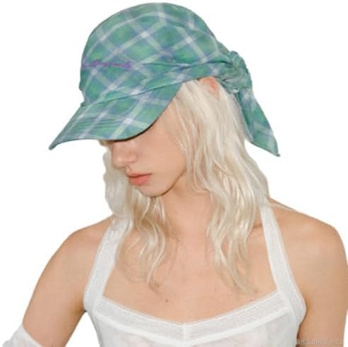 Women’s Plaid Bandana Baseball Cap – Y2K Adjustable Checkered Hat, Casual Streetwear Summer Fashion Visor Scarves