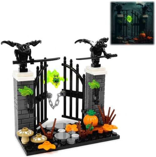 Halloween Graveyard Center Gate Building Blocks Set, 86 PCS Gothic Entry