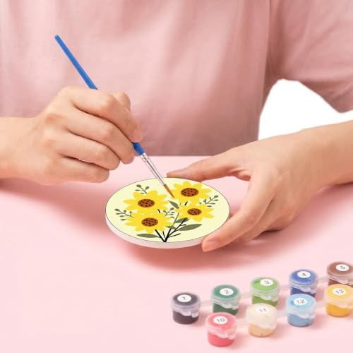 8 Pack Floral Paint by Numbers Kits Coasters with Holder Cork Pads