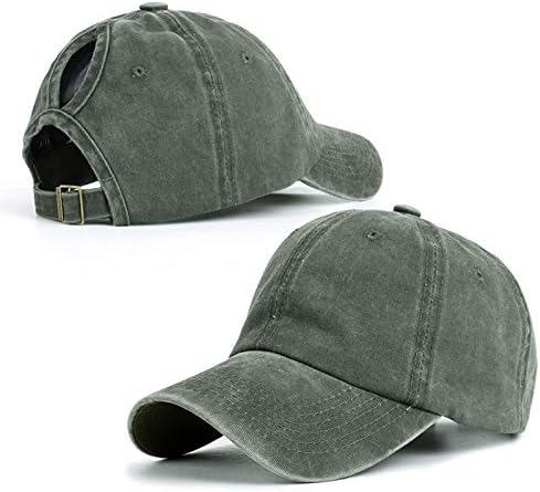 Criss Cross Hat Washed Distressed Baseball Cap Ponytail Hat High Messy Bun Ponycap for Women