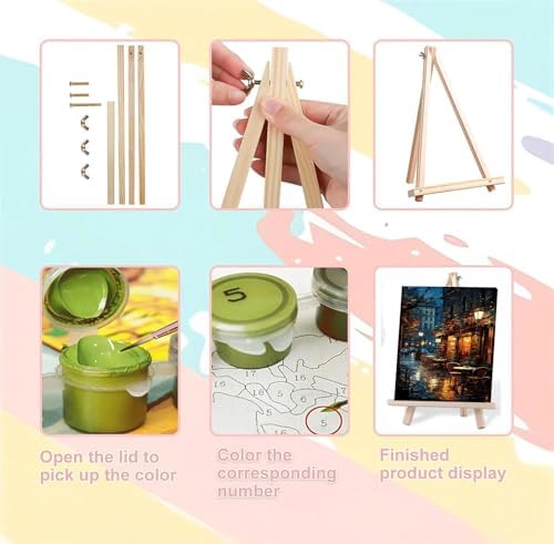 Paint by Numbers for Adults with Framed Canvas,Paint by Numbers Kits with Wooden Easel Drawing Paintwork ,DIY Acrylic Oil Painting Kits with Brushes Nice Gift Box for Home Wall Decor(12x16 Inch)