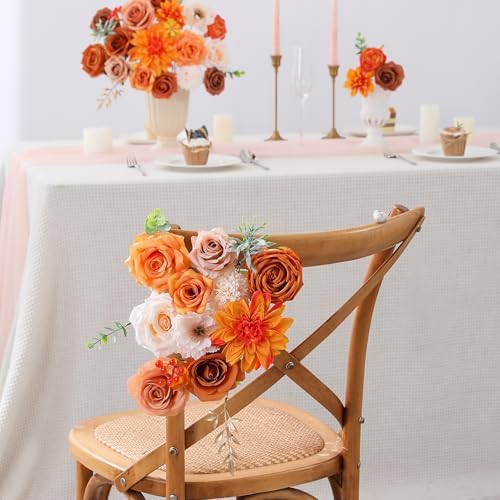 Floweroyal Artificial Flowers Fake Rose Flowers Dahlia with Stems for DIY Wedding Bridal Bouquets, Baby Shower, Floral Arrangement, Table Centerpieces, Home Decorations