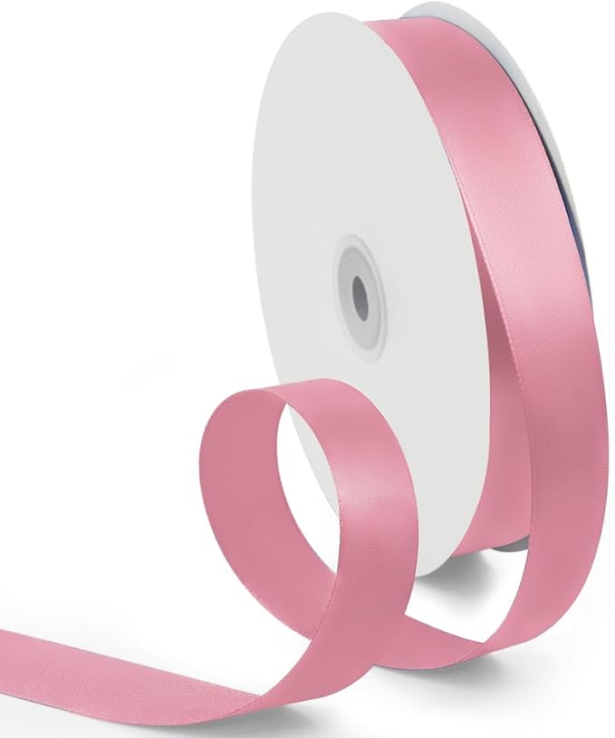 1 Inch 100 Yards Satin Ribbon Dusty Pink, Solid Color Fabric Ribbon by HimBen