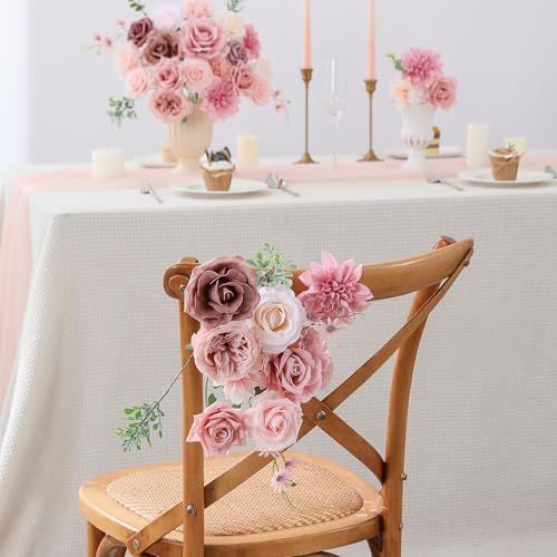 Floweroyal Artificial Flowers Fake Rose Flowers Dahlia with Stems for DIY Wedding Bridal Bouquets, Baby Shower, Floral Arrangement, Table Centerpieces, Home Decorations
