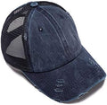 Criss Cross Hat Washed Distressed Baseball Cap Ponytail Hat High Messy Bun Ponycap for Women