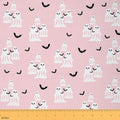 Feelyou Happy Halloween Soft Flannel Fabric by The Yard Kids 5 Yards Cute Ghost Black Bat Animal Upholstery Fabric for Boys Pink Spooky Trick or Treat for Home DIY Projects, Indoor Decor