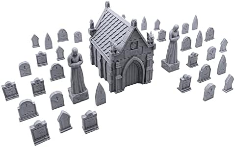 EnderToys Mausoleum Graveyard Scene - DND Terrain Scenery for Tabletop 28mm Miniatures Wargame