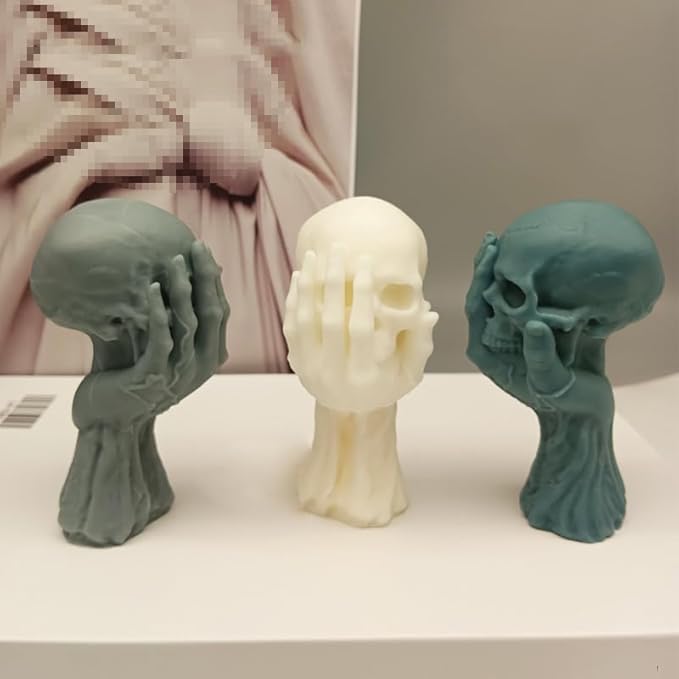 Halloween Skull Candle Silicone Mold, DIY 4 Inch 3D Ghost Hand Candle Making - Image 5