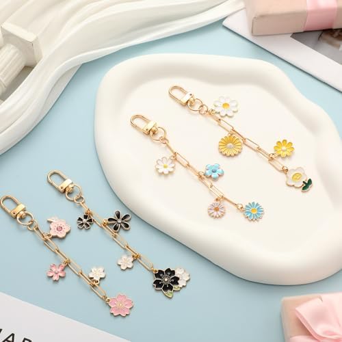 Tondiamo 266 Pcs Flower Keychain Making Kit Gold DIY Keychain Craft Gift